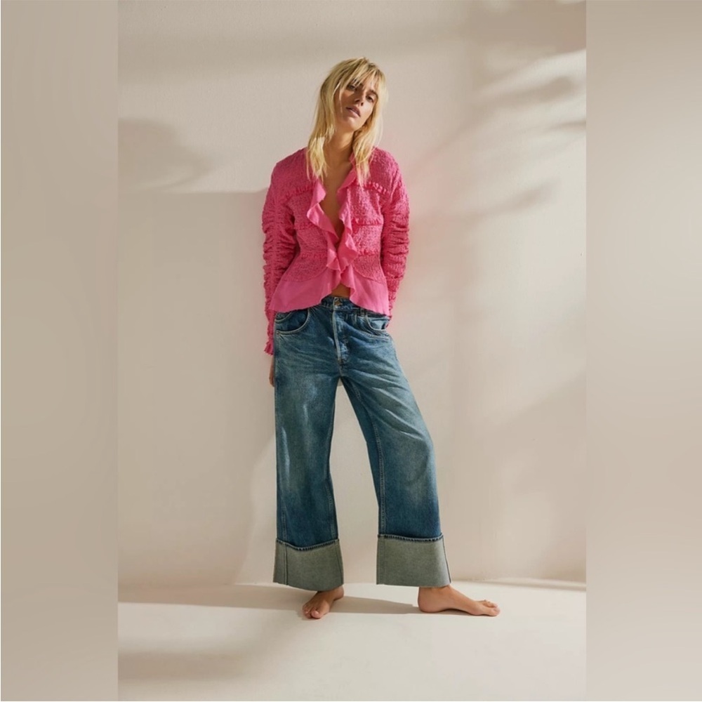 Free People Demi Ruffle Jacket in Pink Sz XS - Picture 2 of 12